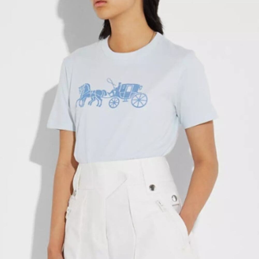 Coach Horse And Carriage T Shirt Baby Blue xs